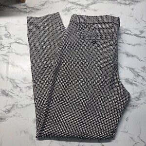 Gap Size 10R Slim City Black White Print Casual Ankle Straight Leg Pants